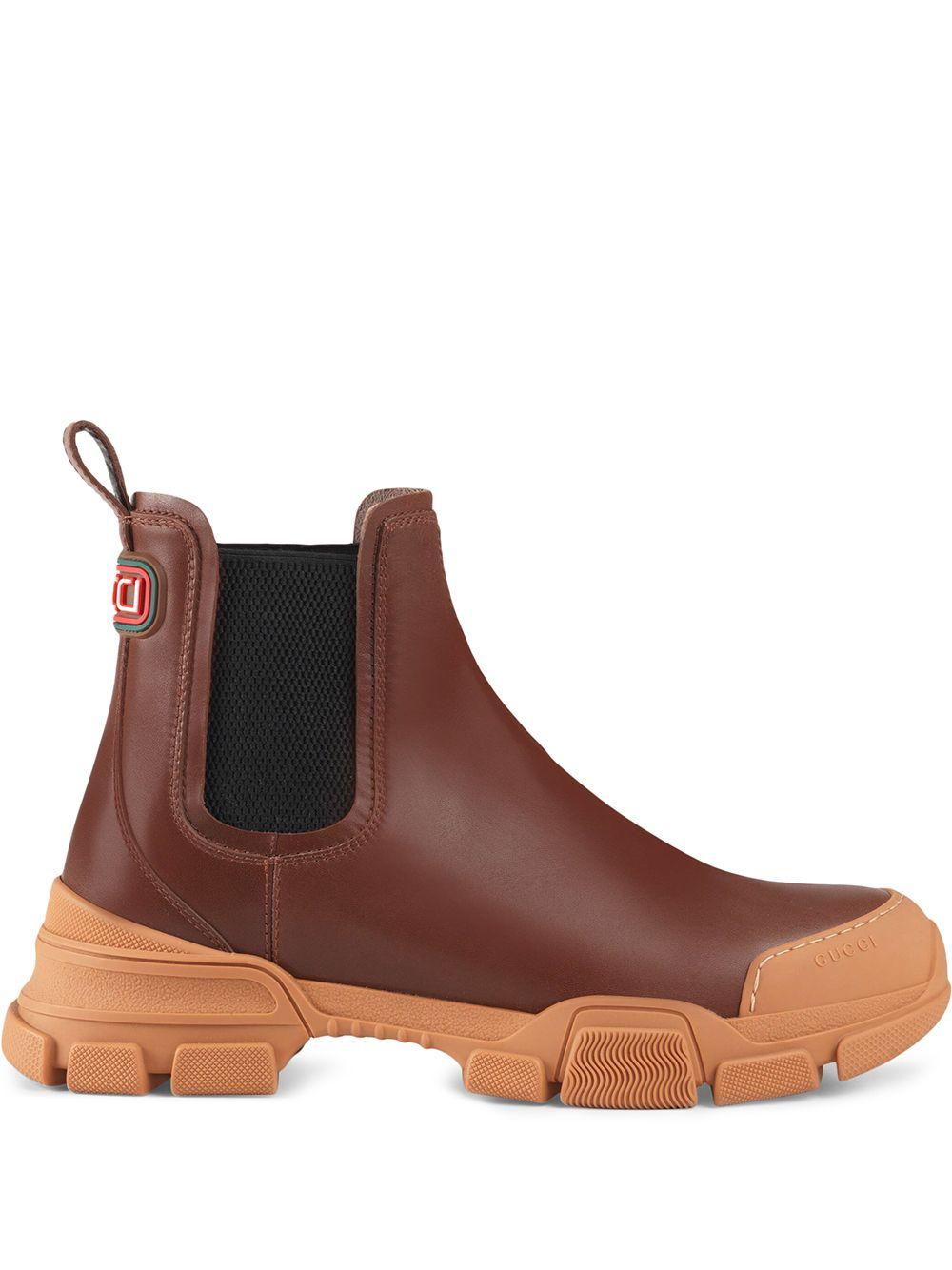 Gucci Leather Chunky Sole Chelsea Boots in Brown for Men - Lyst