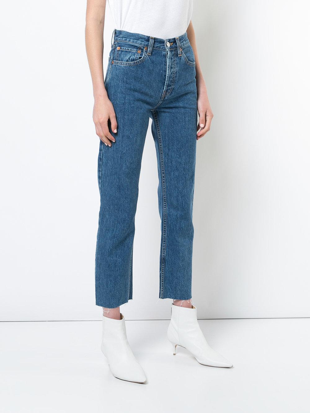 RE/DONE Denim Cropped High Waisted Jeans in Blue - Lyst