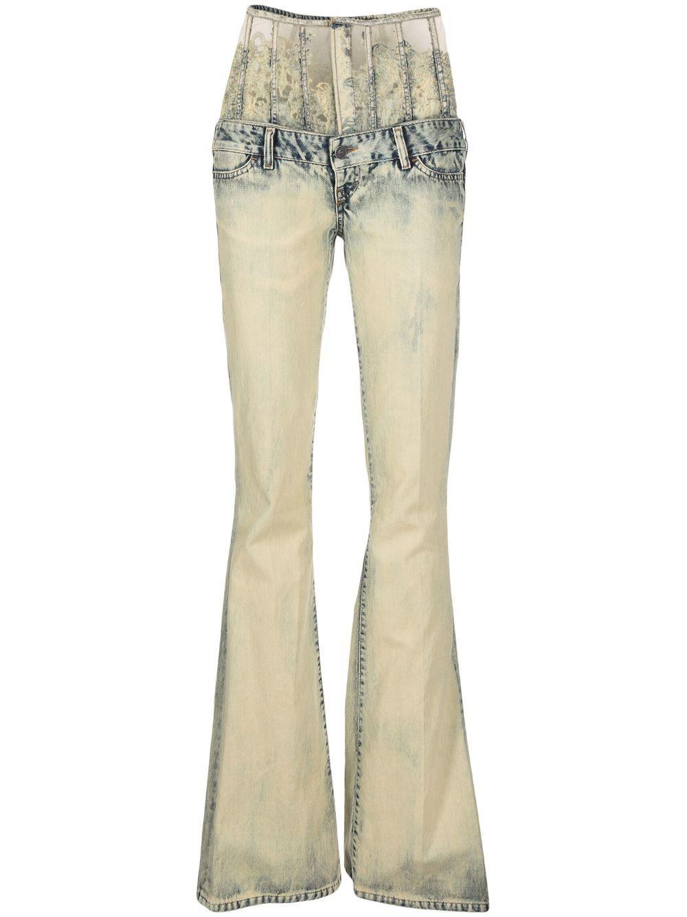 DIESEL Lace-high-waist Flared Jeans in Natural | Lyst