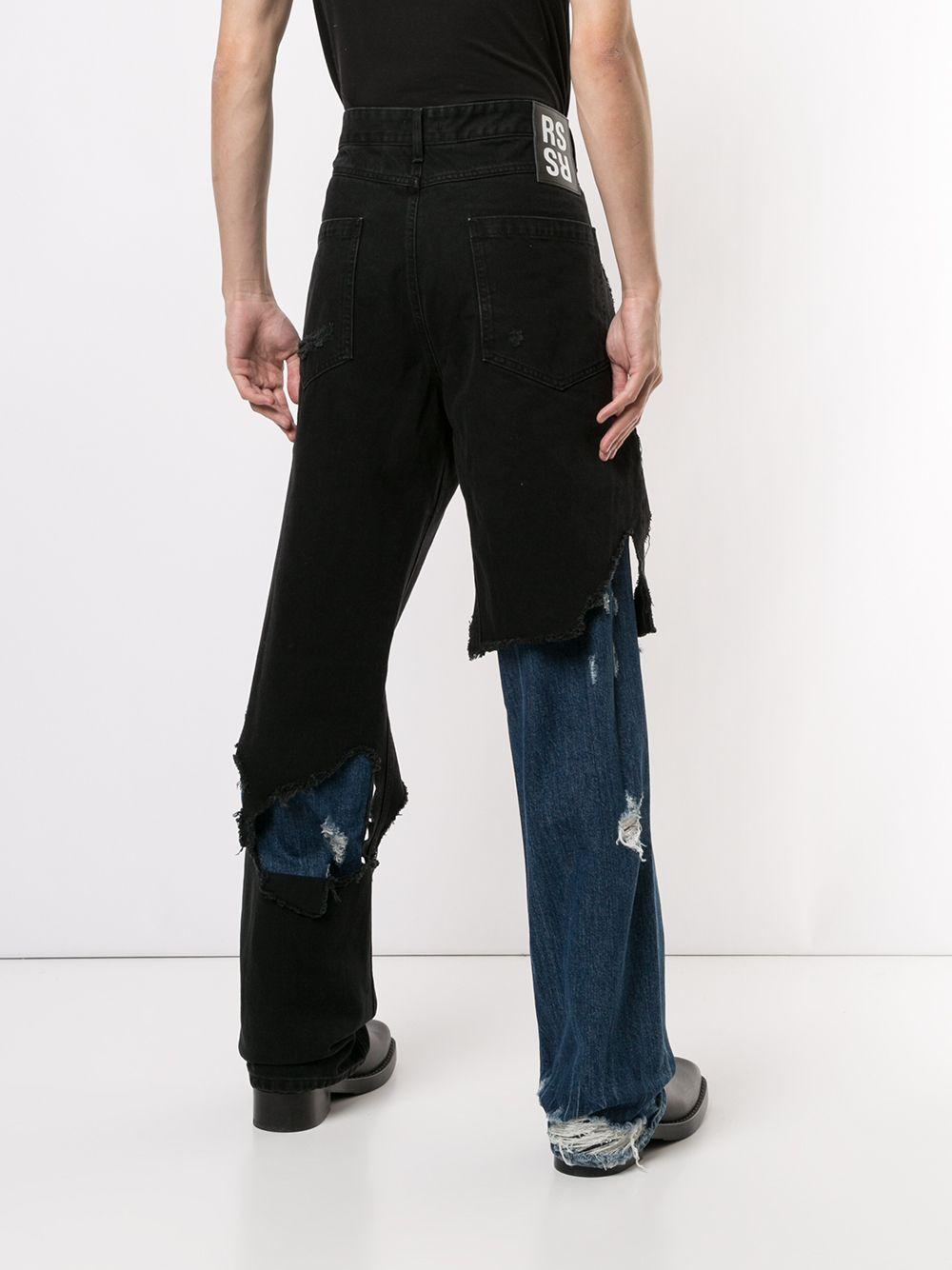 Raf Simons Distressed Double-layer Jeans in Black for Men