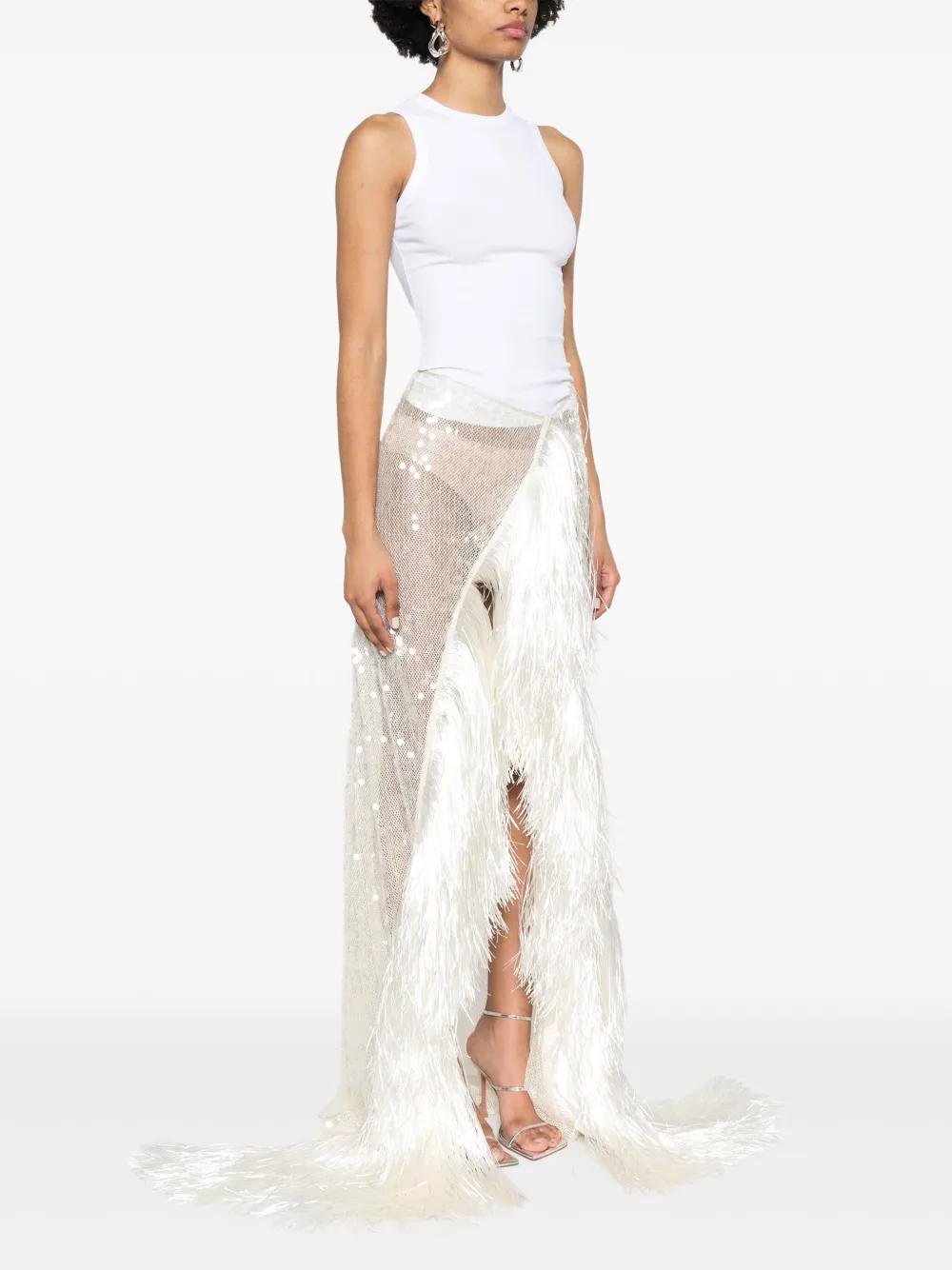 ワンピース DAVID KOMA Women Mid Skirts RE25DK57DL CREAM White David Koma - White midi skirt with sequins PF23DK50S - shop