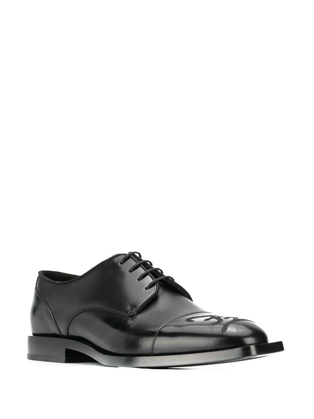 Fendi Leather Karligraphy Derby Shoes in Black for Men - Save 4% - Lyst