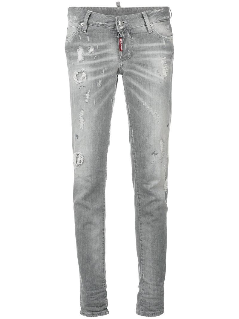 Lyst - Dsquared² Distressed Jennifer Jeans in Gray