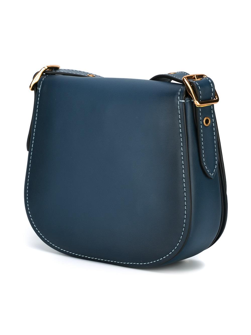 COACH Stitching Detail Saddle Bag in Blue | Lyst