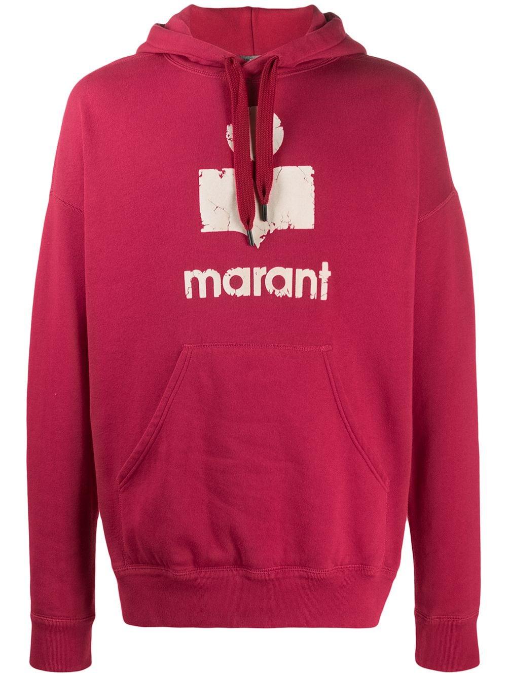 Isabel Marant Cotton Miley Oversized Logo-print Hoodie in Red for Men ...