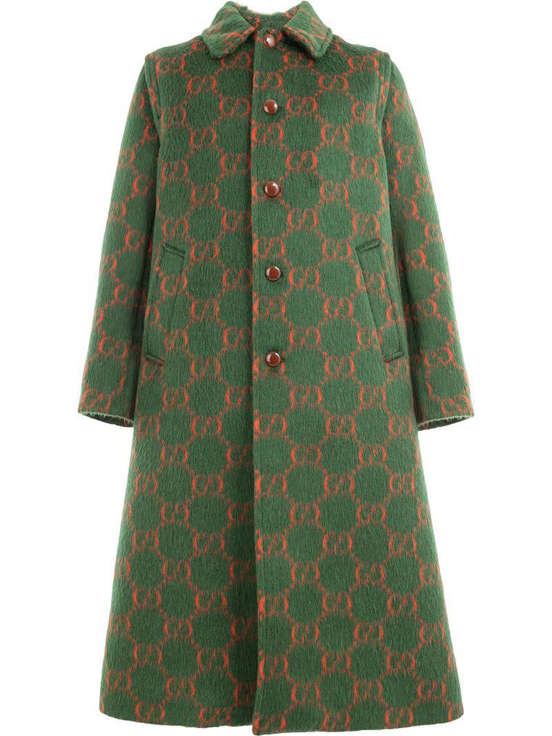 Gucci GG A-line Coat in Green for Men