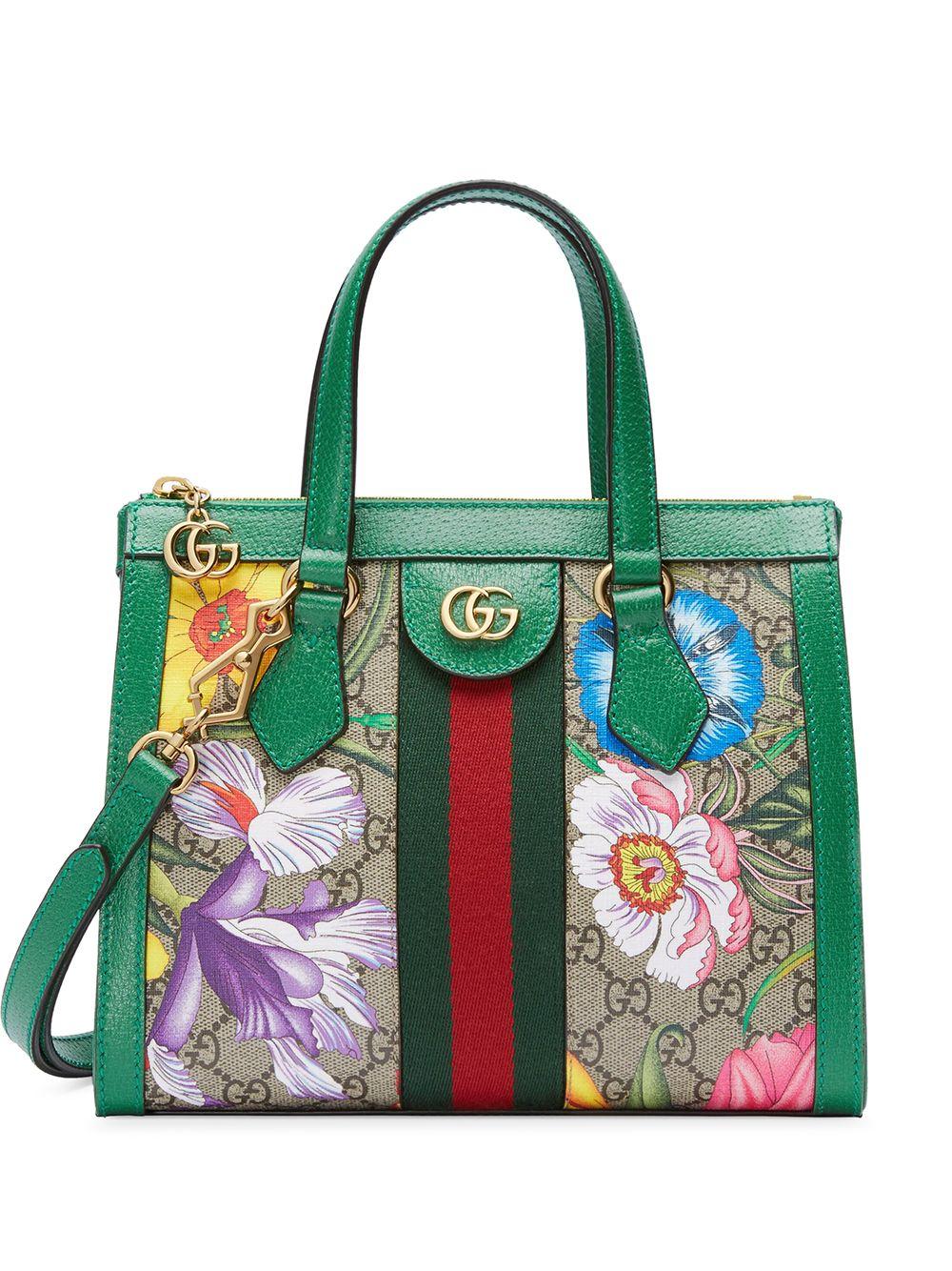 Gucci Canvas Ophidia Floral Pattern Tote Bag in Green | Lyst