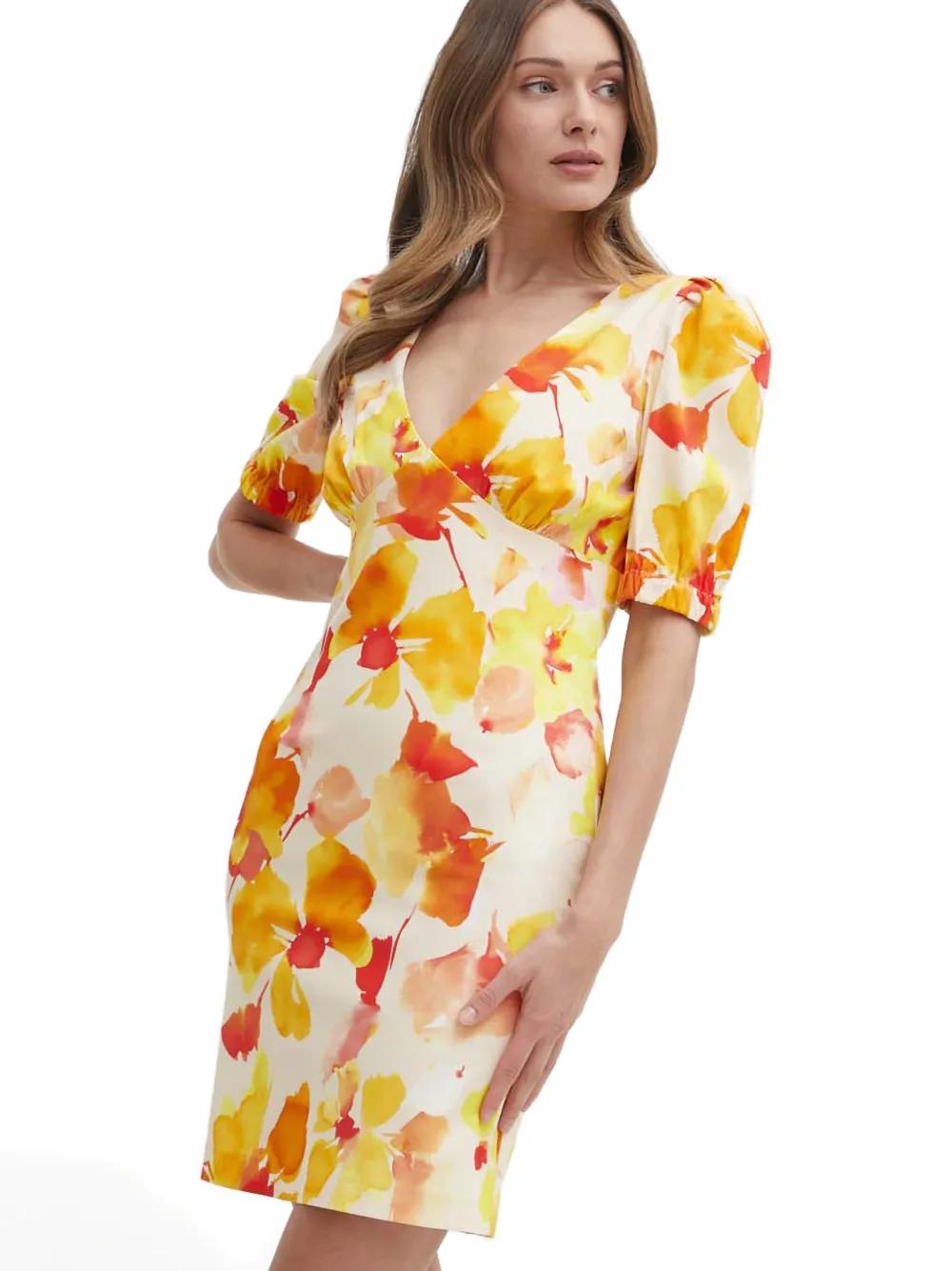 orange floral bridesmaid dresses Orange Floral Pleated Satin Maternity Maxi Dress – PinkBlush