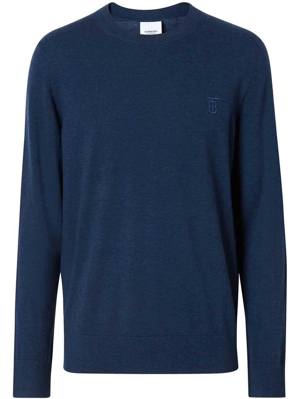 Burberry Monogram Motif Cashmere Sweater in Blue for Men - Save 29% - Lyst