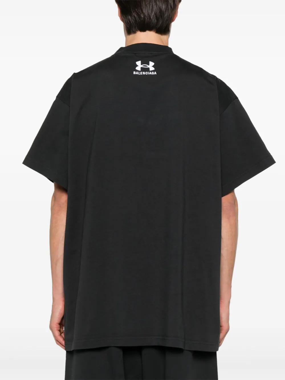 Balenciaga X Under Armour Logo-Embroidered T-Shirt in Black Balenciaga X Under Armour Logo-Embroidered T-Shirt in Black