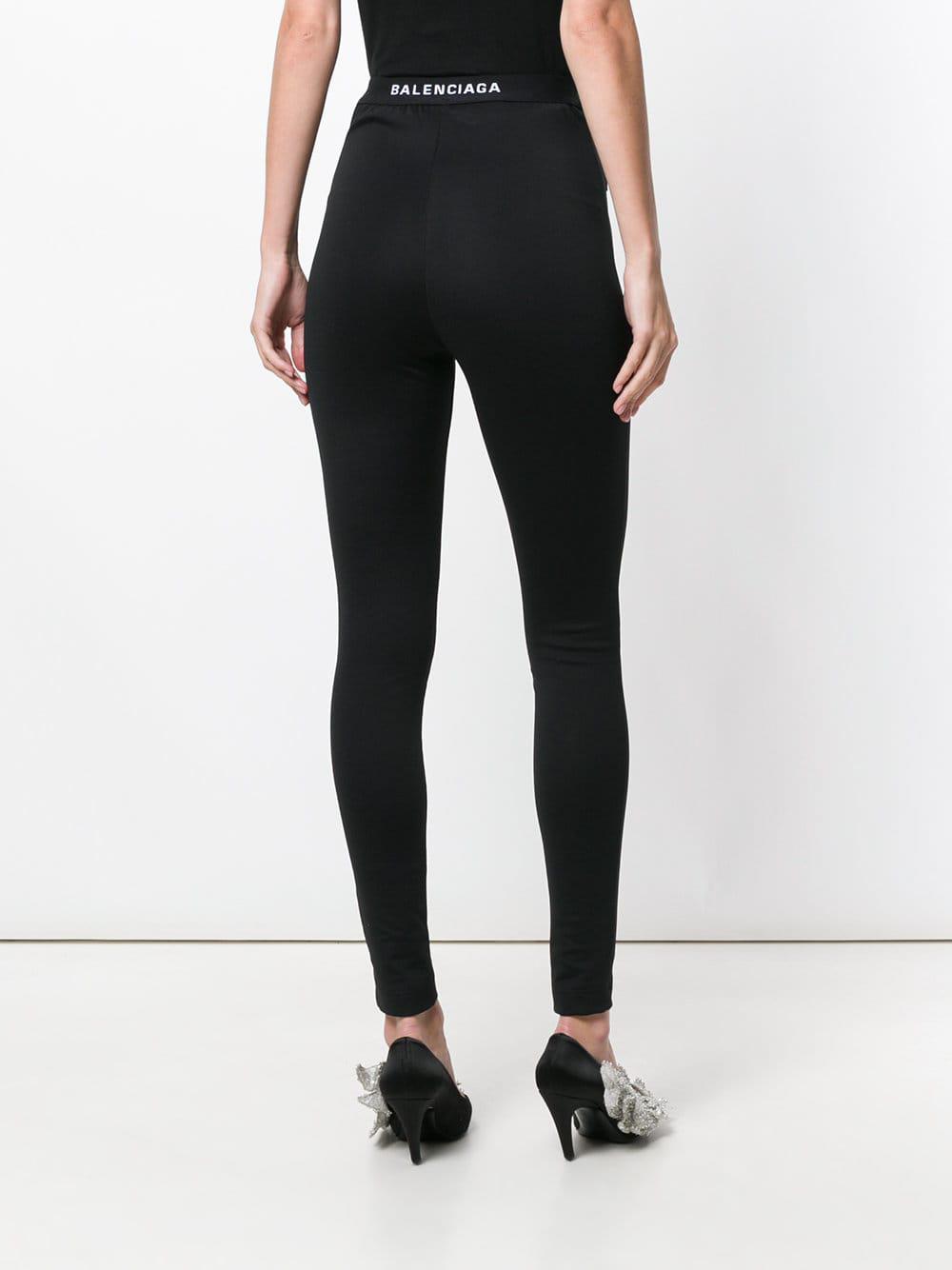 Balenciaga High Waisted leggings With Rear Logo in Black | Lyst