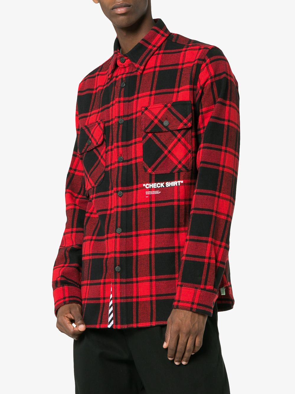 uvidenhed Steward Guggenheim Museum Off-White c/o Virgil Abloh Cotton Ssense Exclusive Red Quote Flannel Shirt  for Men - Lyst
