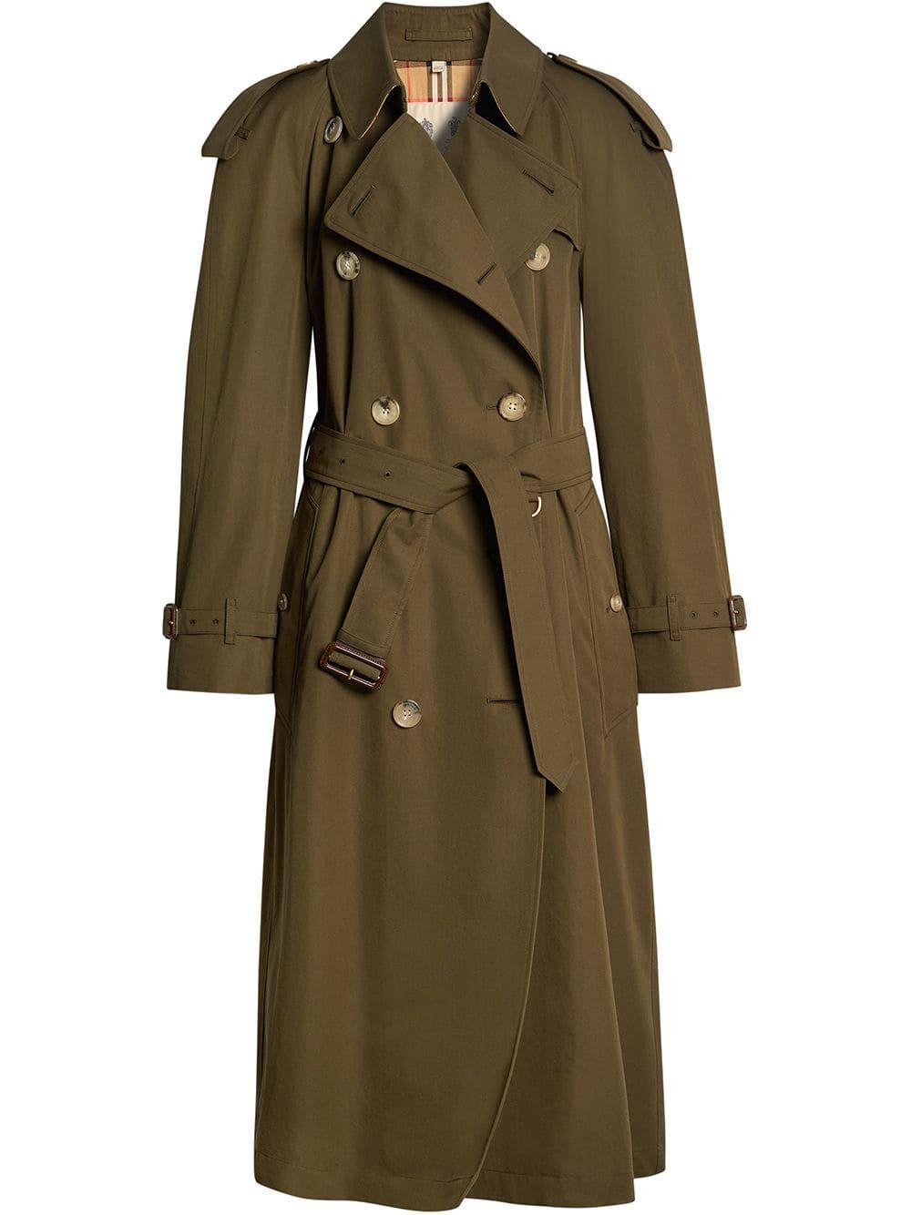 Burberry Leather The Long Westminster Heritage Trench Coat in Green - Lyst