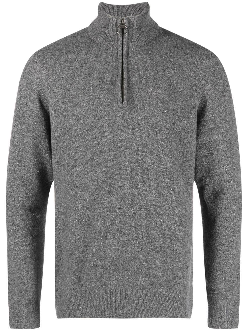 Barbour Melange-effect Half-zip Sweater in Gray for Men | Lyst