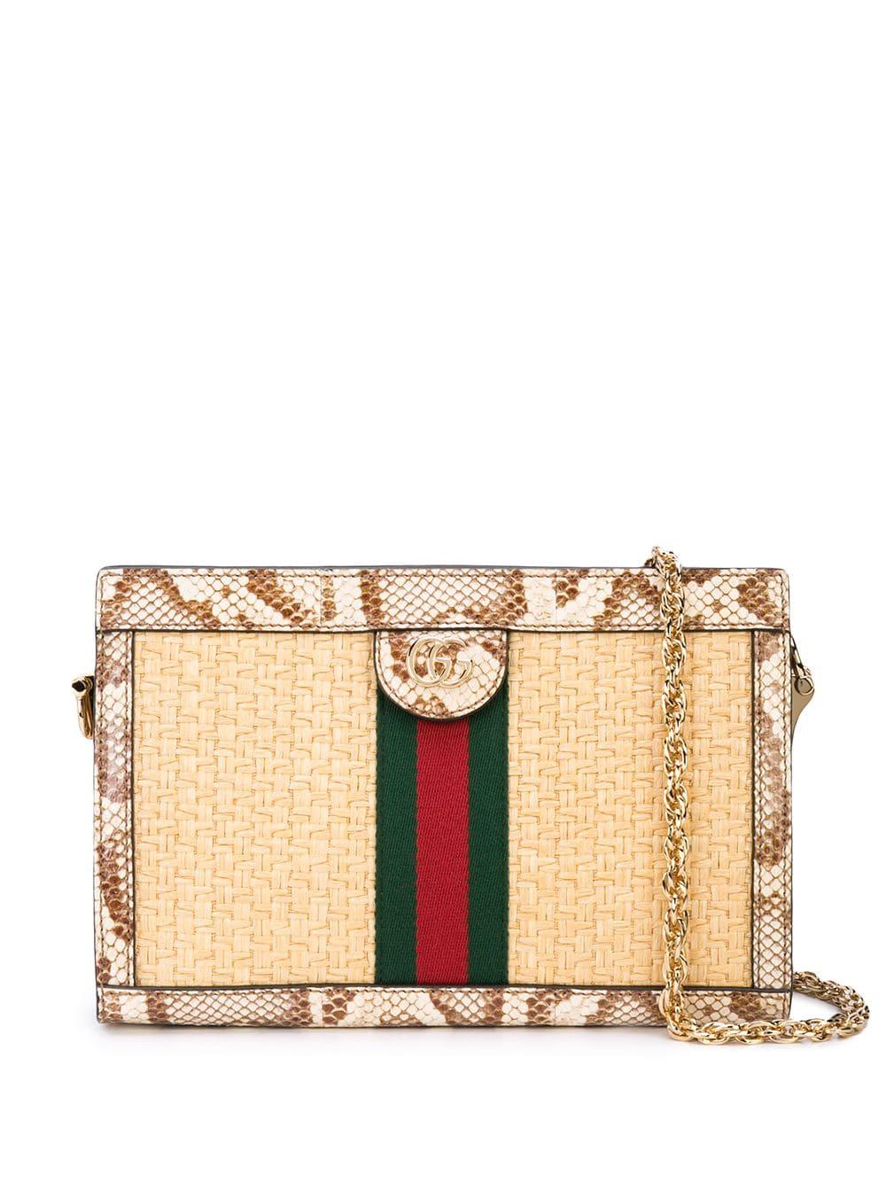 Gucci Ophidia Straw Small Shoulder Bag in Brown | Lyst