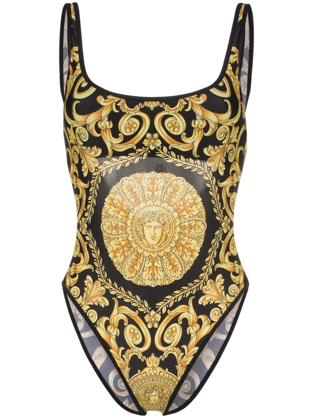 Versace Baroque-print One-piece Swimsuit in Black | Lyst Canada