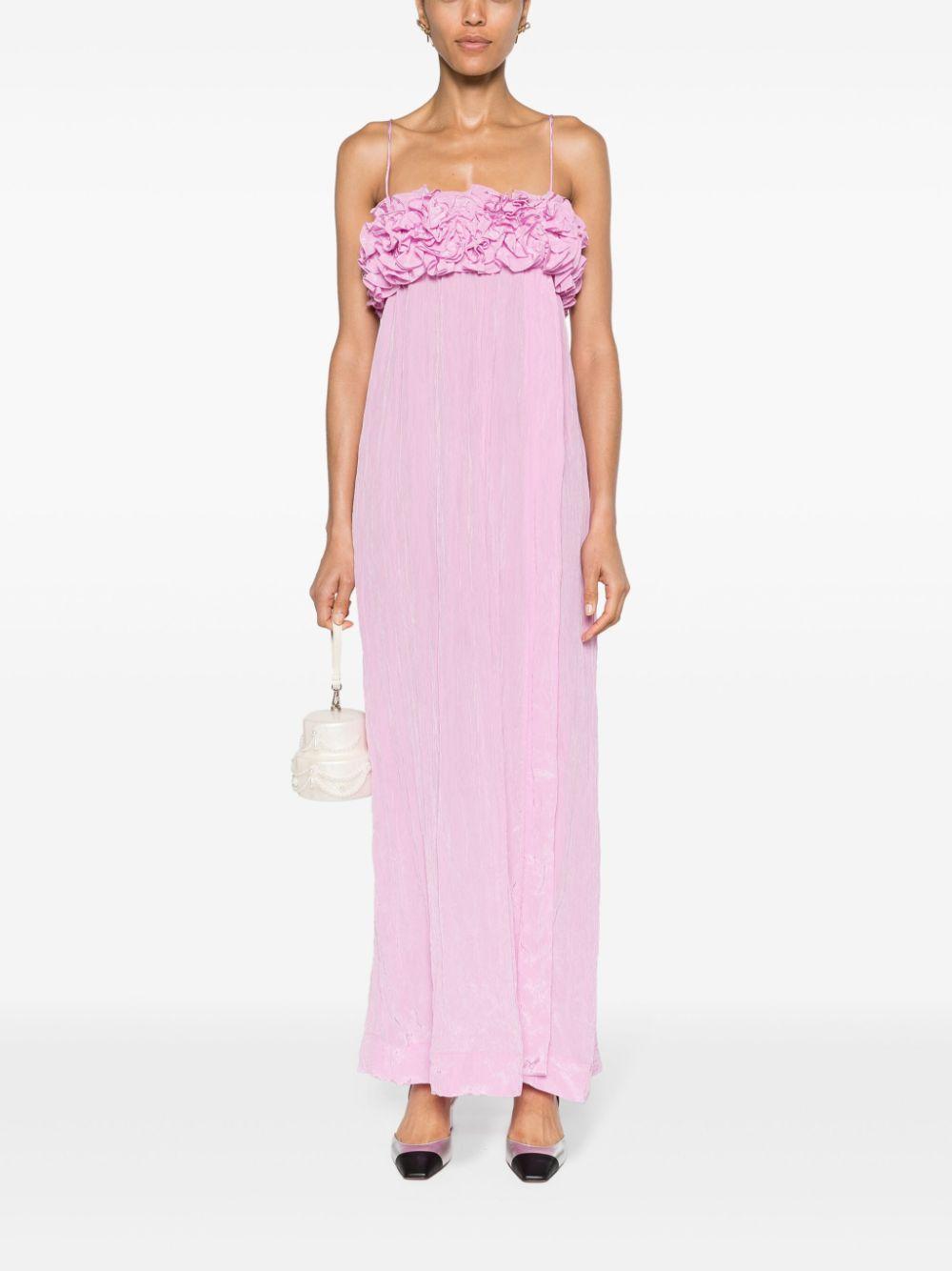 ganni pink shiny tech strap midi dress Ganni Shiny Tech Strap Midi Dress - Lilac