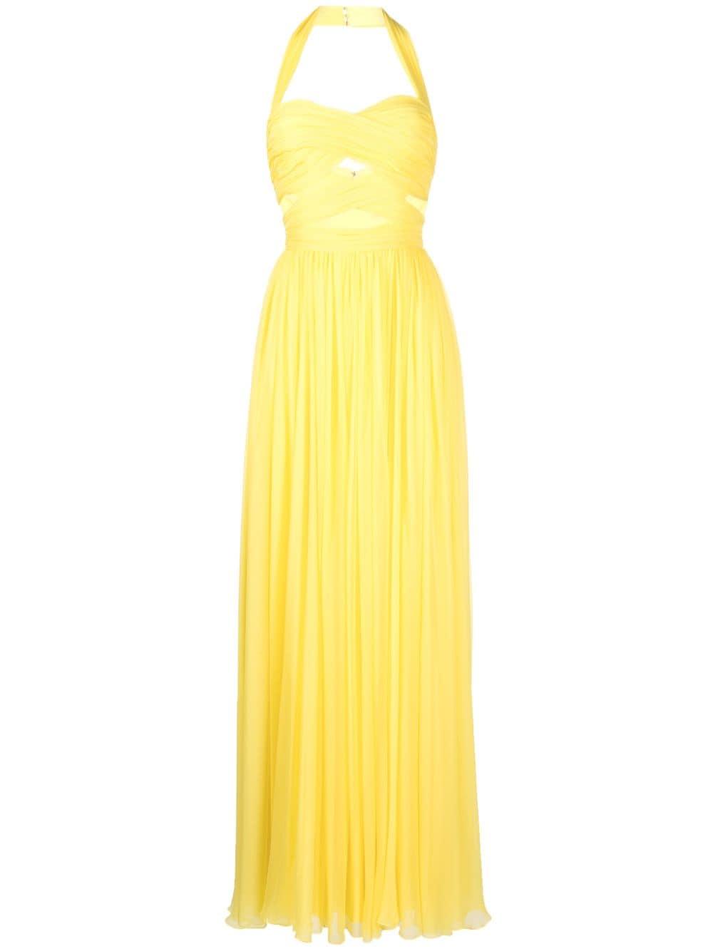 Zuhair Murad Draped Cutout Silk Gown in Yellow Lyst