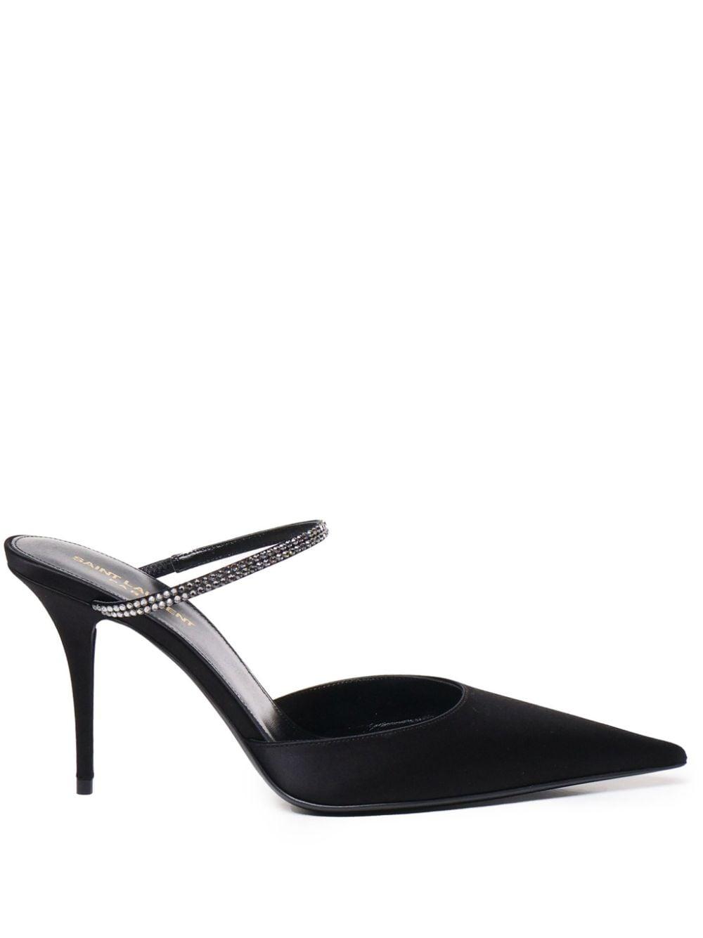 BARBARA BIG BOW MULES IN BLACK SILK main image 0
