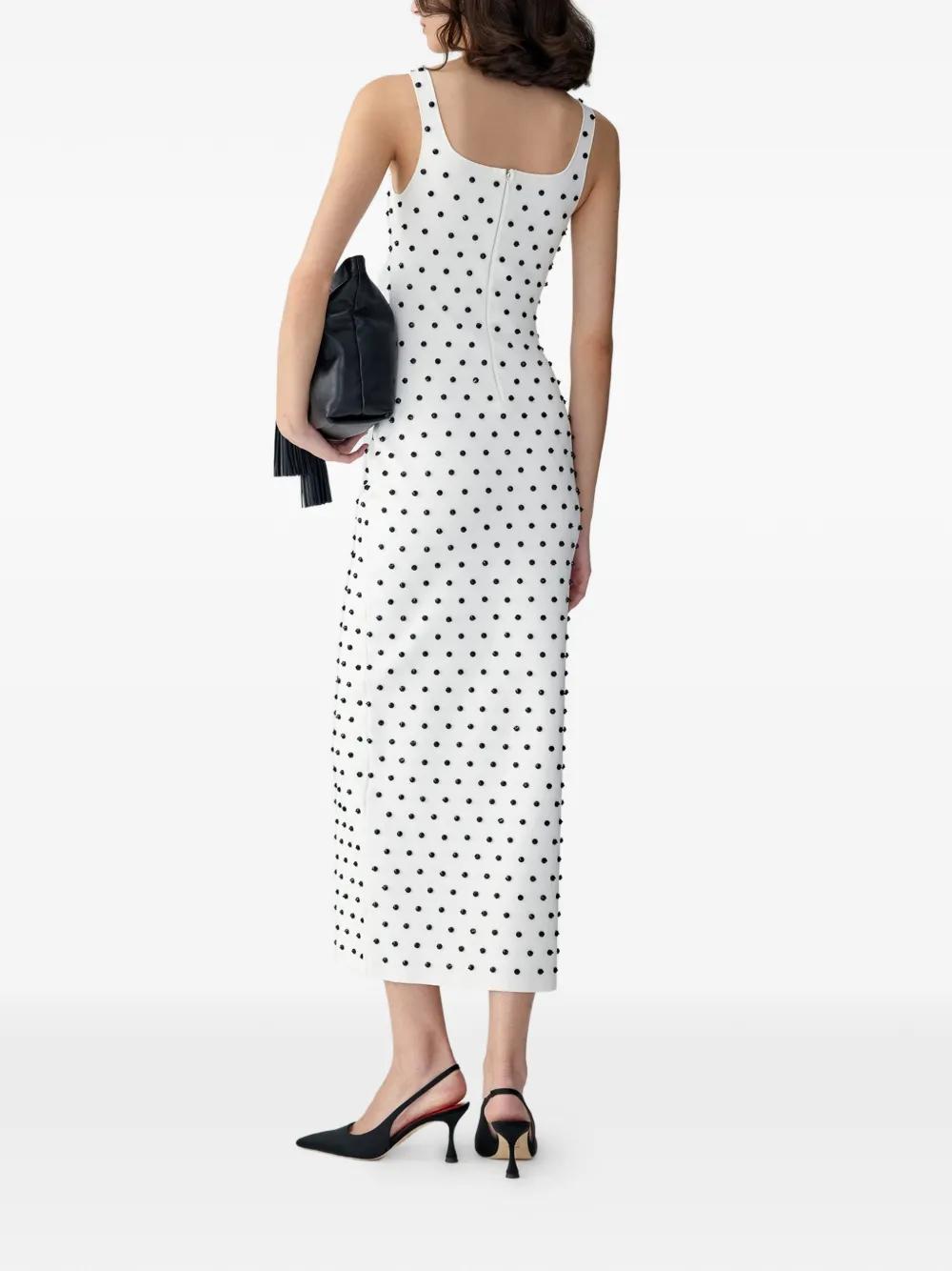 Carolina Herrera Polka Dot Beaded Midi Dress in White | Lyst Carolina Herrera Polka Dot Beaded Midi Dress in White | Lyst
