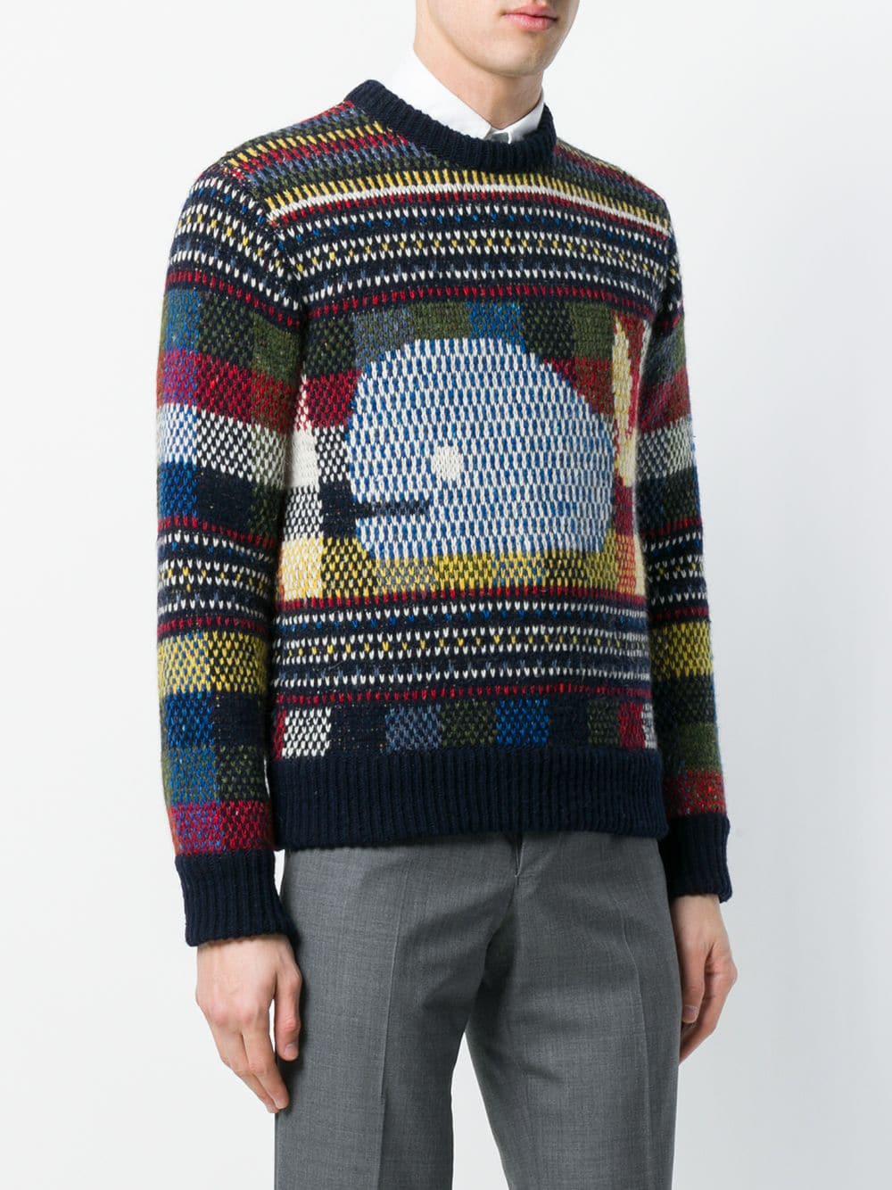 Thom Browne Whale Fair Isle Tweed Pullover in Blue for Men - Lyst