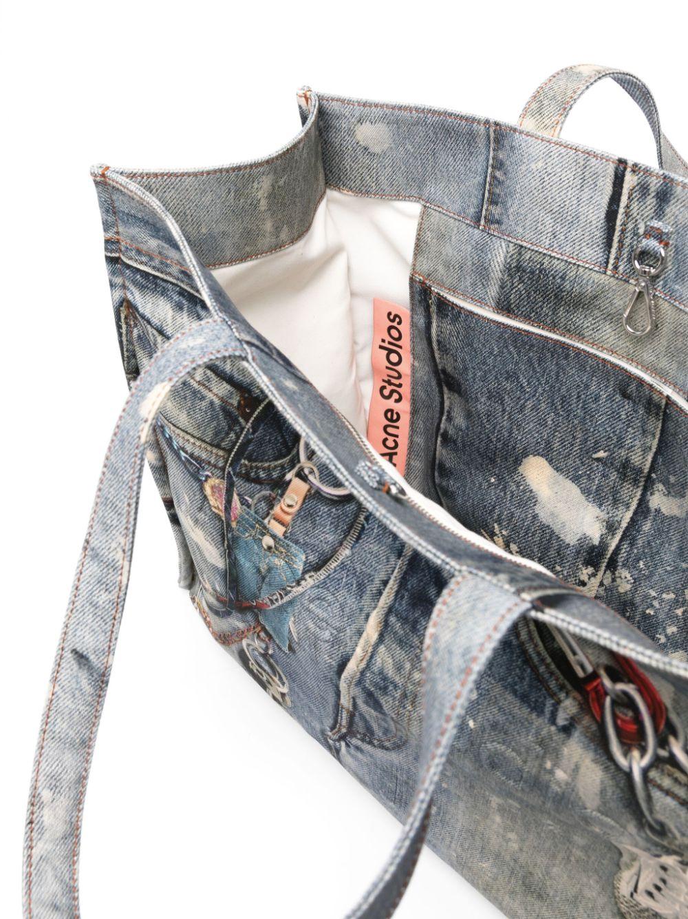Acne Studios Jeans-print Denim Tote Bag in Gray | Lyst