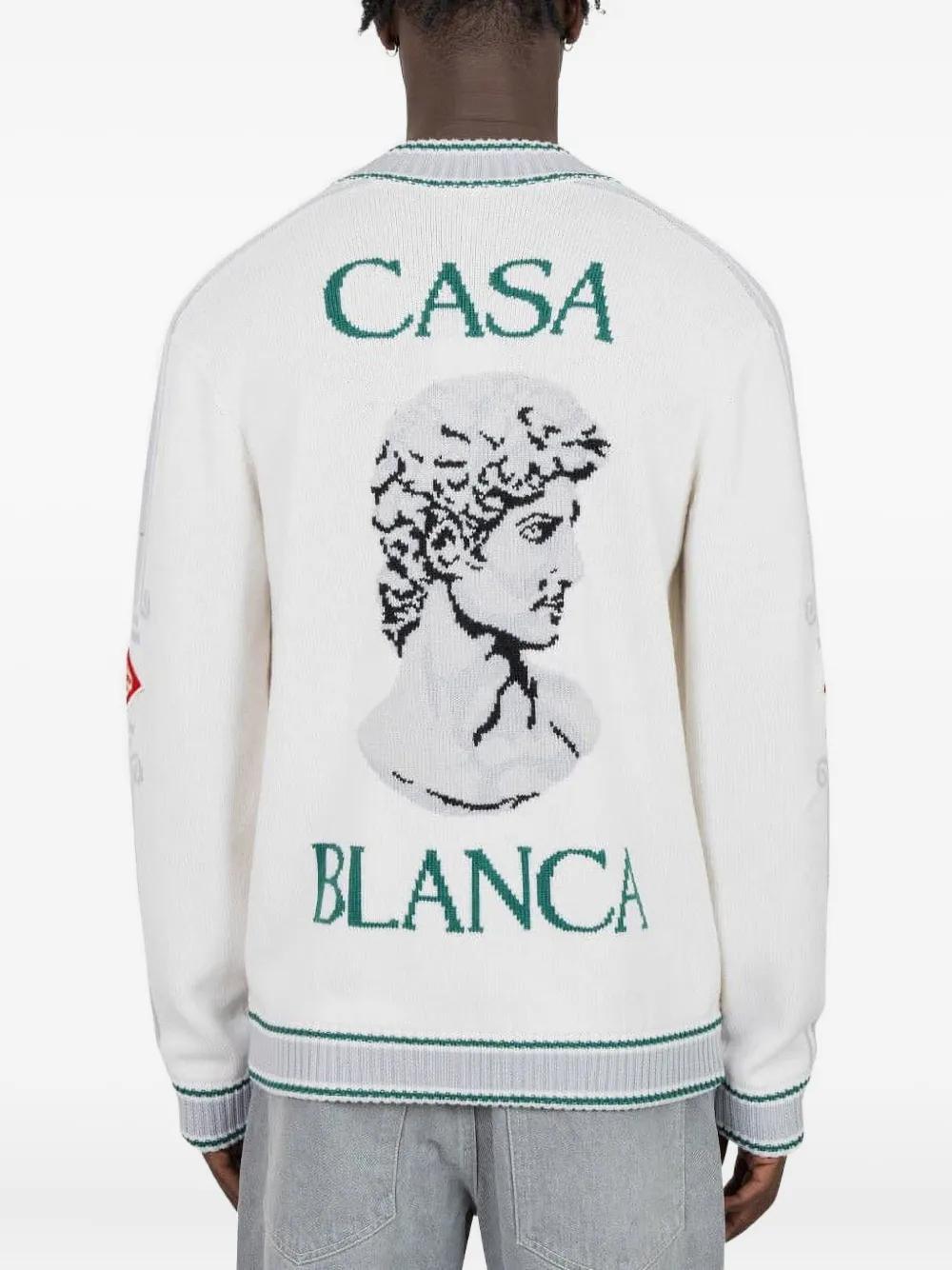 CASABLANCA Logo-Jacquard Zip-Up Cardigan in White for Men | Lyst