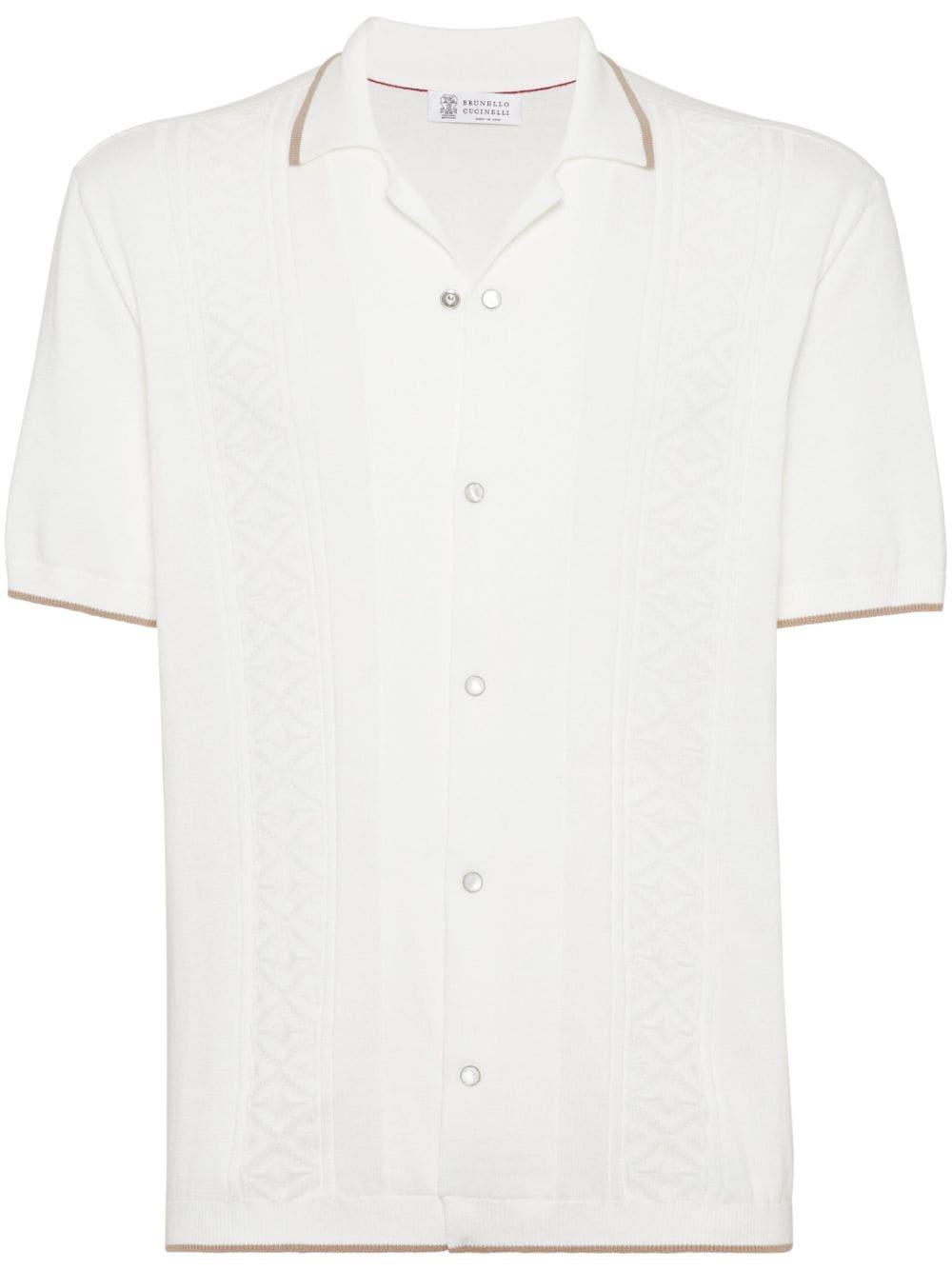 Brunello Cucinelli contrast-border poplin shirt - White