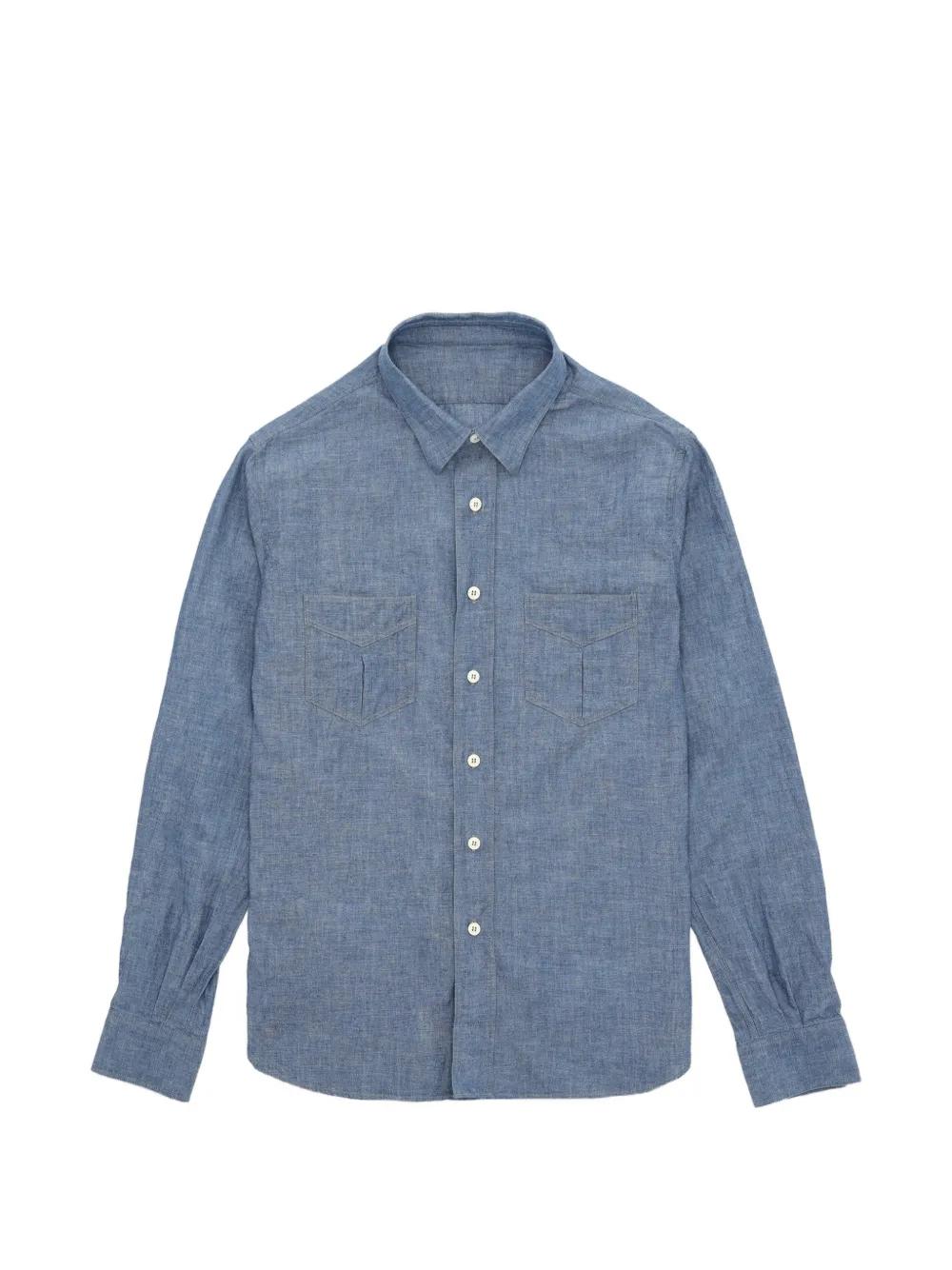 Camicia Slim Bar III In Chambray Blu Indaco - Uomo, Taglia M (collo 15-15,5) - Stretch