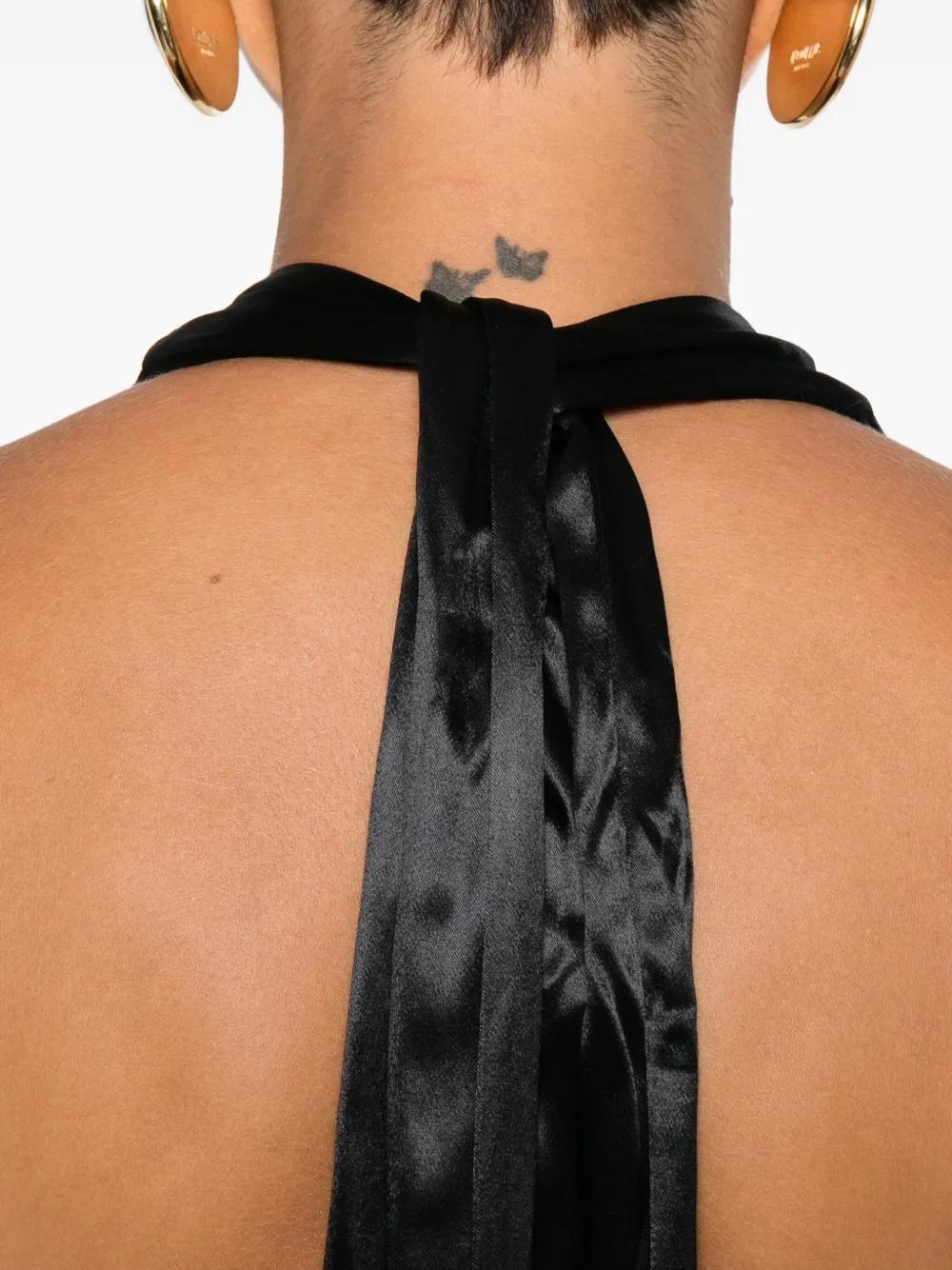 Marni Halterneck Satin Dress in Black | Lyst