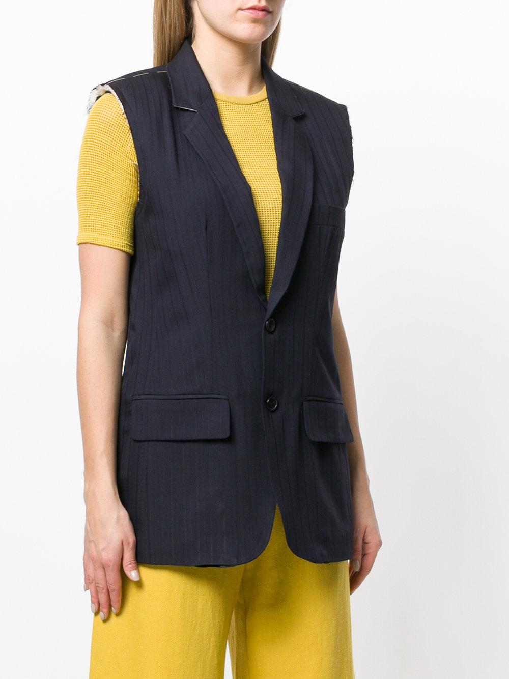 Erika Cavallini Semi Couture Wool Sleeveless Blazer Jacket in Blue - Lyst