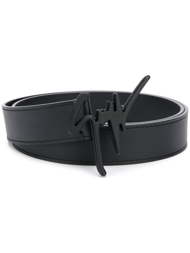 Giuseppe Zanotti Leather Logo Belt in Black for Men | Lyst