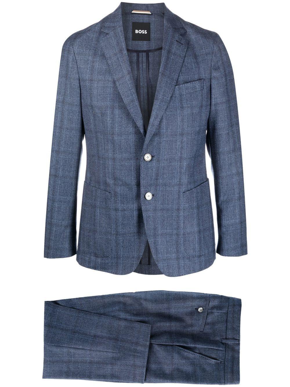 BOSS by HUGO BOSS Check-print Two-piece Suit in Blue for Men | Lyst