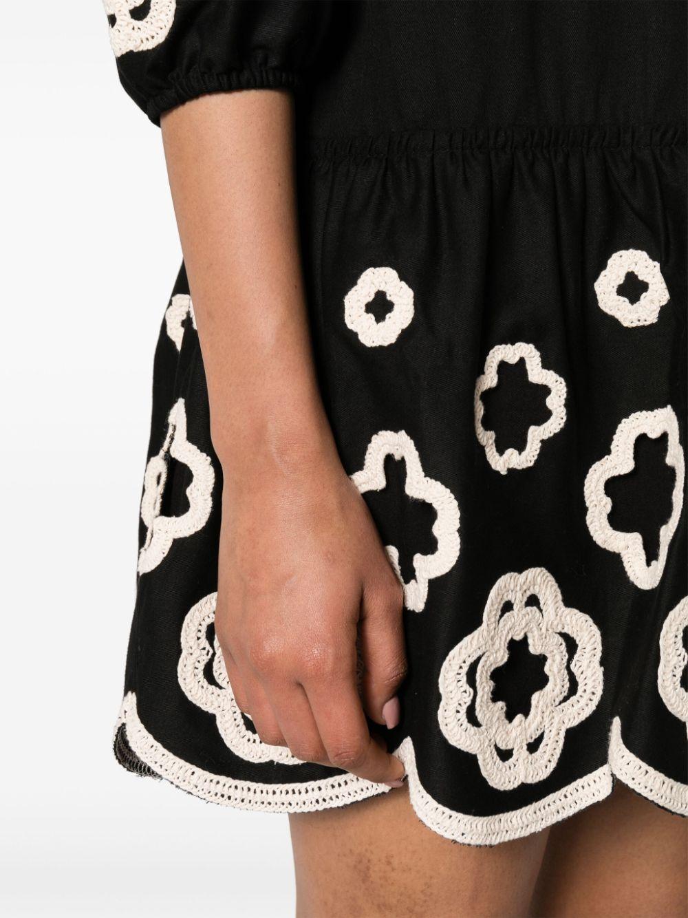 Maje Clover-Embroidered Peplum Minidress in Black | Lyst