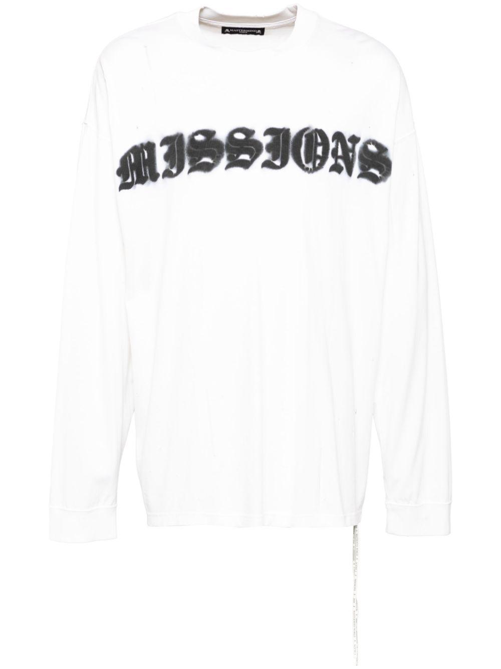 MASTERMIND WORLD メンズ ホワイト ロゴ ロングtシャツ Tシャツ