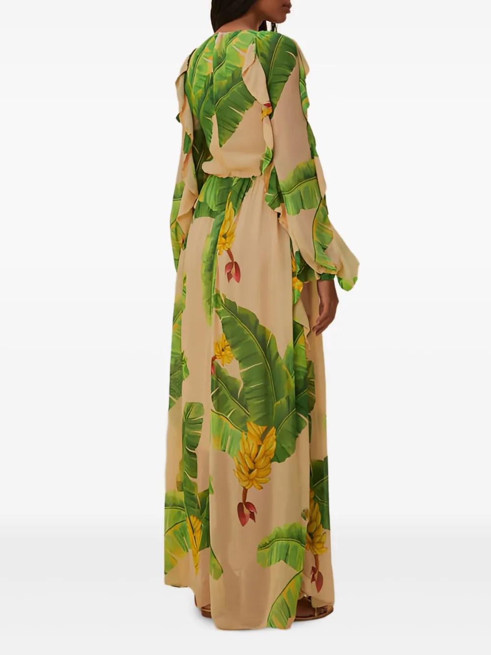 chinese dress ladies Beige Fresh Bananas Maxi Dress – FARM Rio