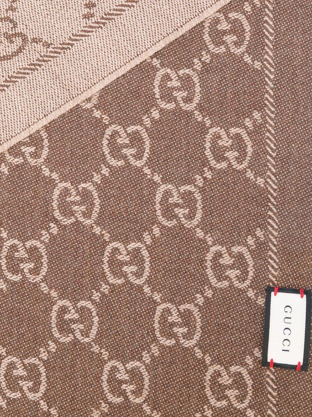 New Authentic GUCCI GG Logo Cotton Jacquard Scarf in Camel/ brown 67×200cm