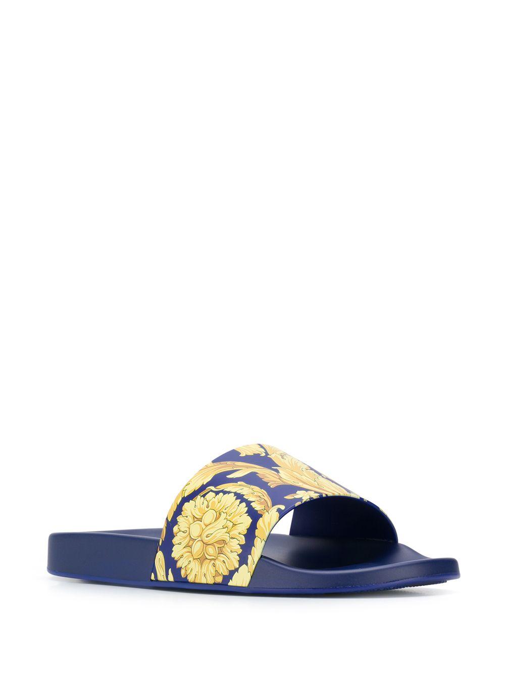 Versace Rubber Baroque Print Slides in Blue for Men - Lyst