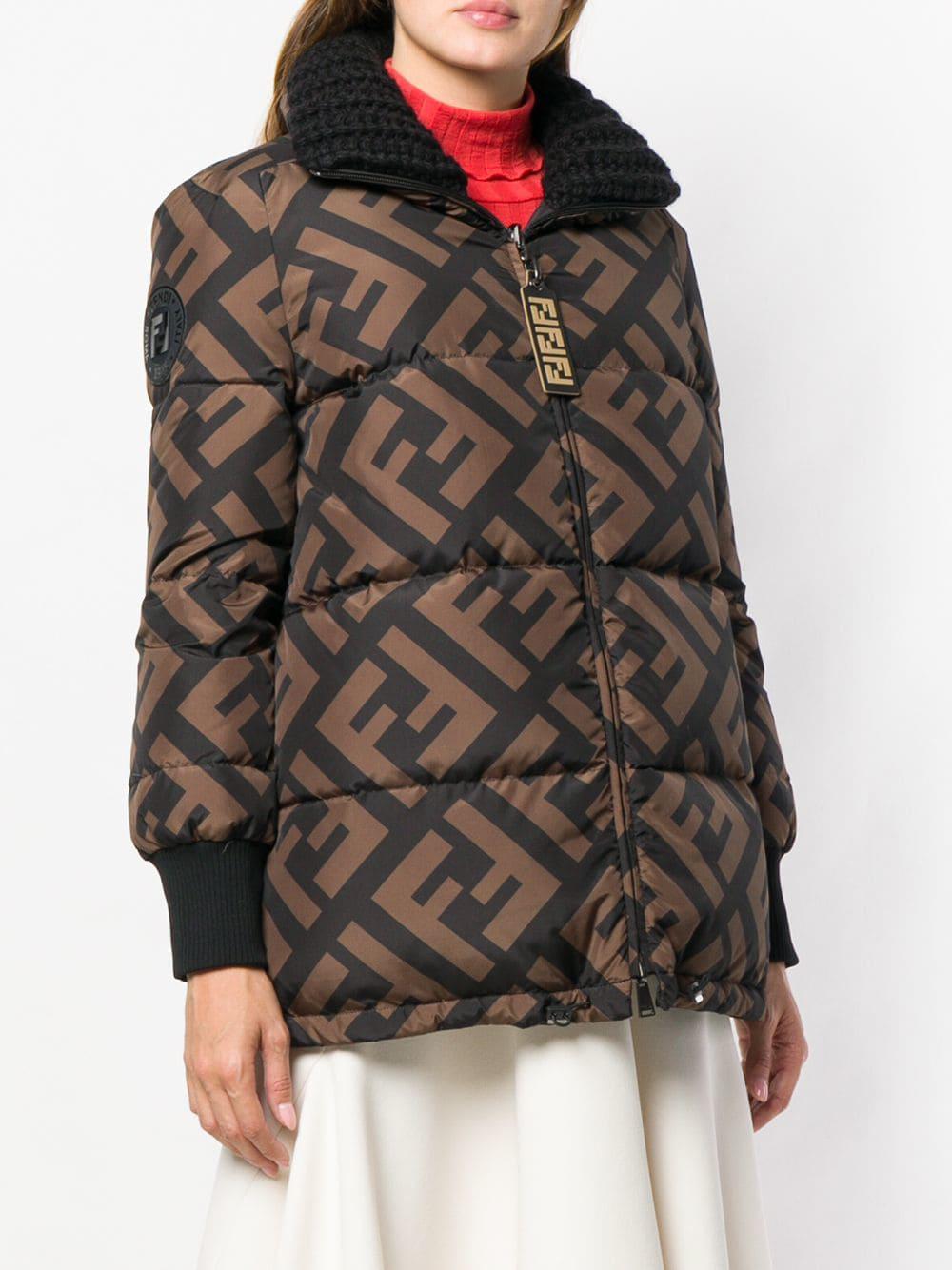 Fendi Wool Ff Logo Puffer Jacket in Black Lyst