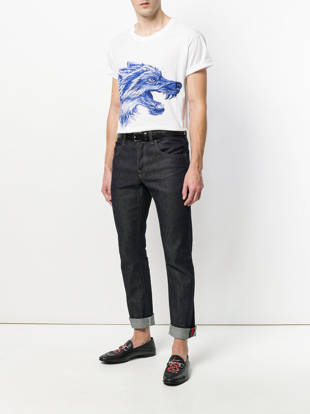 Gucci Wolf Print T-shirt in White for Men | Lyst