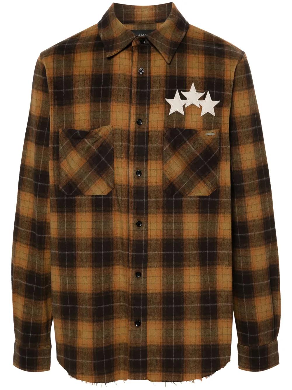 Amiri Star Leather Flannel Shirt for Men | Lyst UK