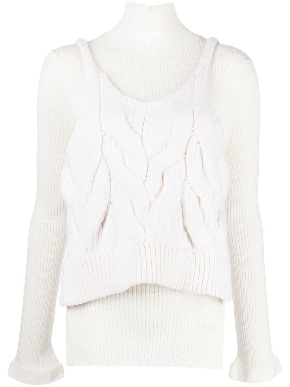 Enfold Layered Cable-knit Top in White | Lyst