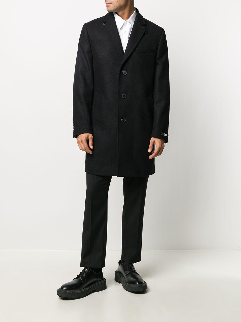 Karl Lagerfeld Wool Single-breasted Coat in Black for Men - Lyst