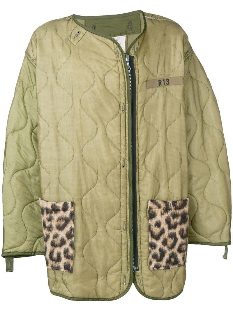 R13 Synthetic Oversized Quilted Coat in Green for Men | Lyst