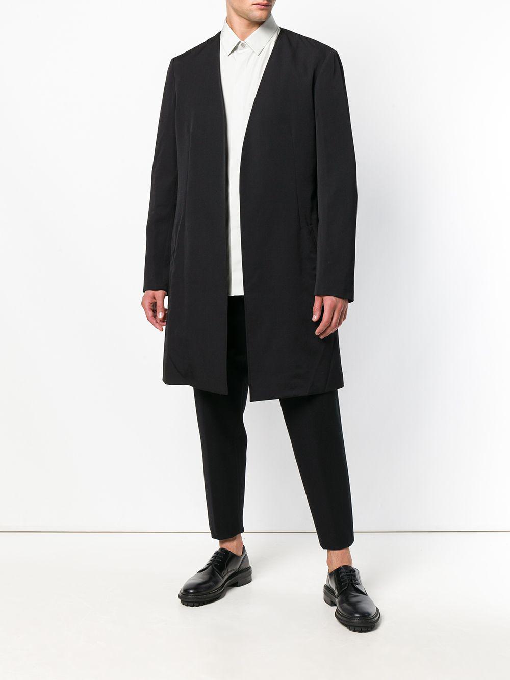 Yohji Yamamoto Wool Collarless Coat in Black for Men | Lyst