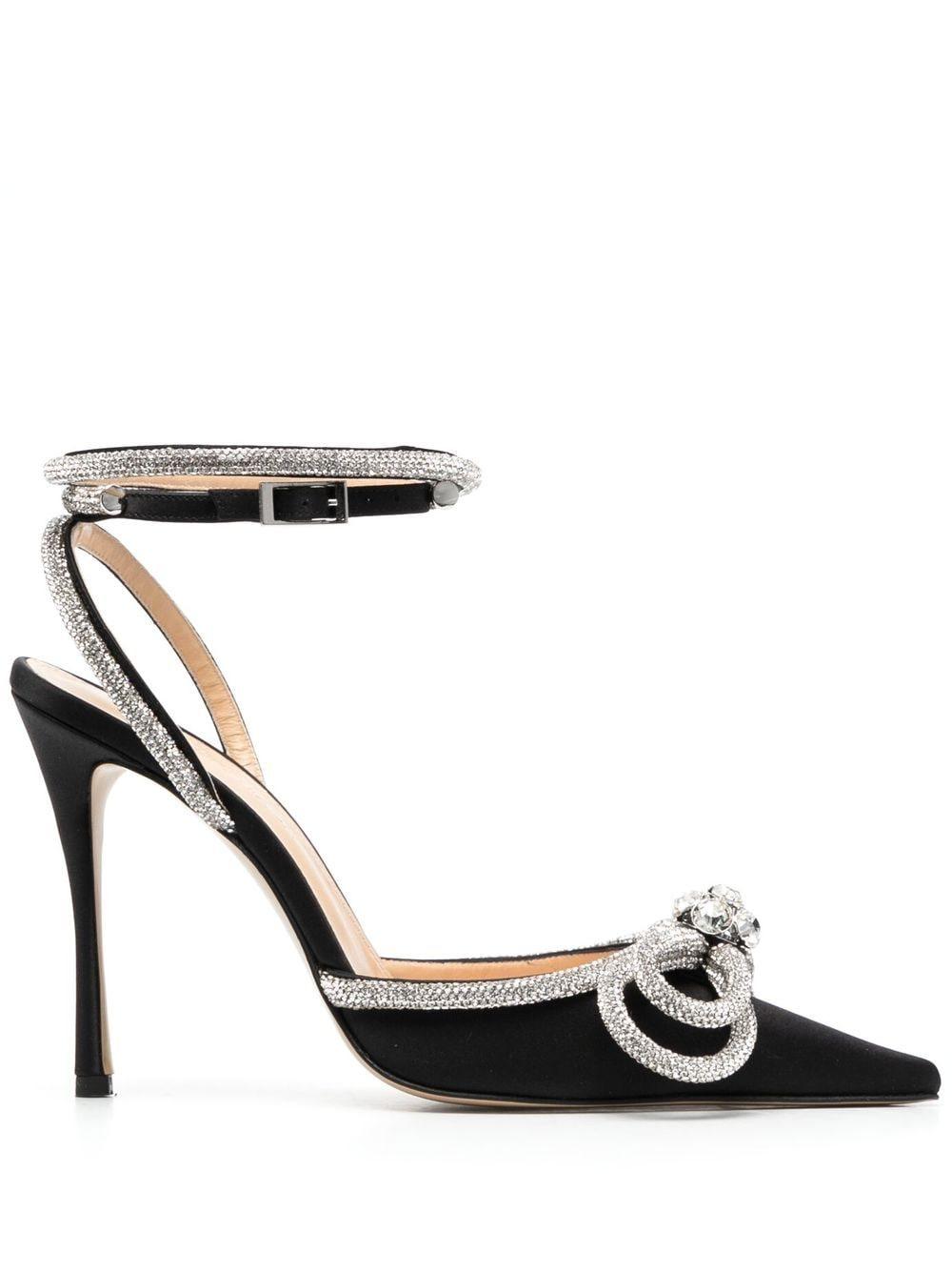 Mach & Mach Double Bow 115mm Crystal-embellished Pumps in Black | Lyst