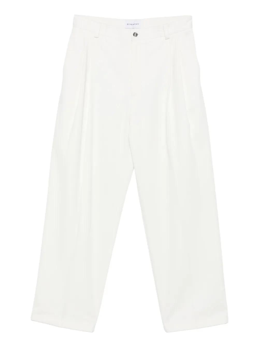 ボトムスその他 Givenchy White pleated cotton trousers White Givenchy Pants for Men | Lyst