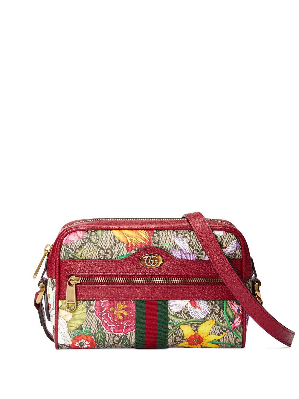 Gucci Flora Mini Canvas Cross-body Bag in Red | Lyst