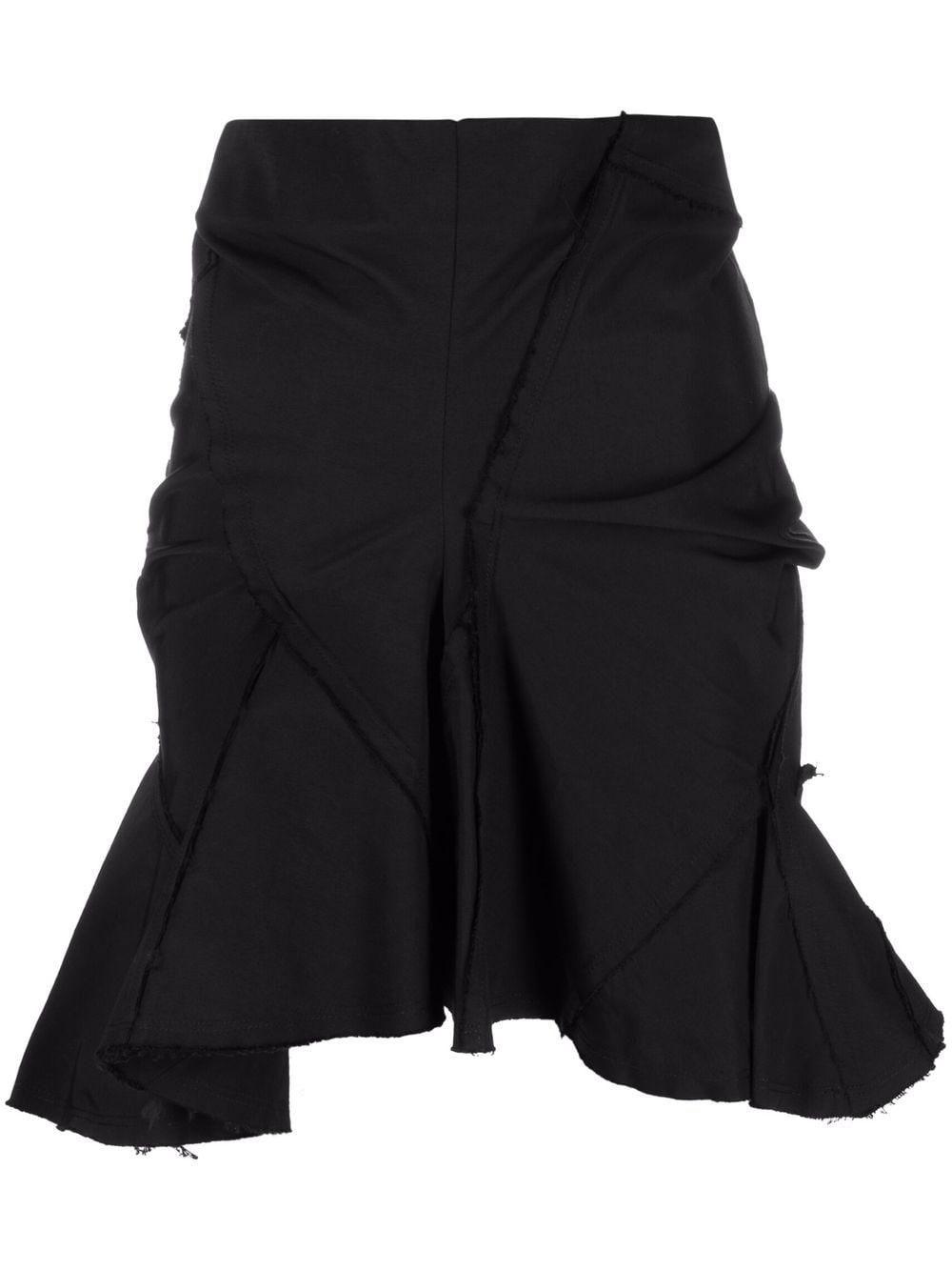 TALIA BYRE Asymmetric Ruffled Skirt in Black | Lyst