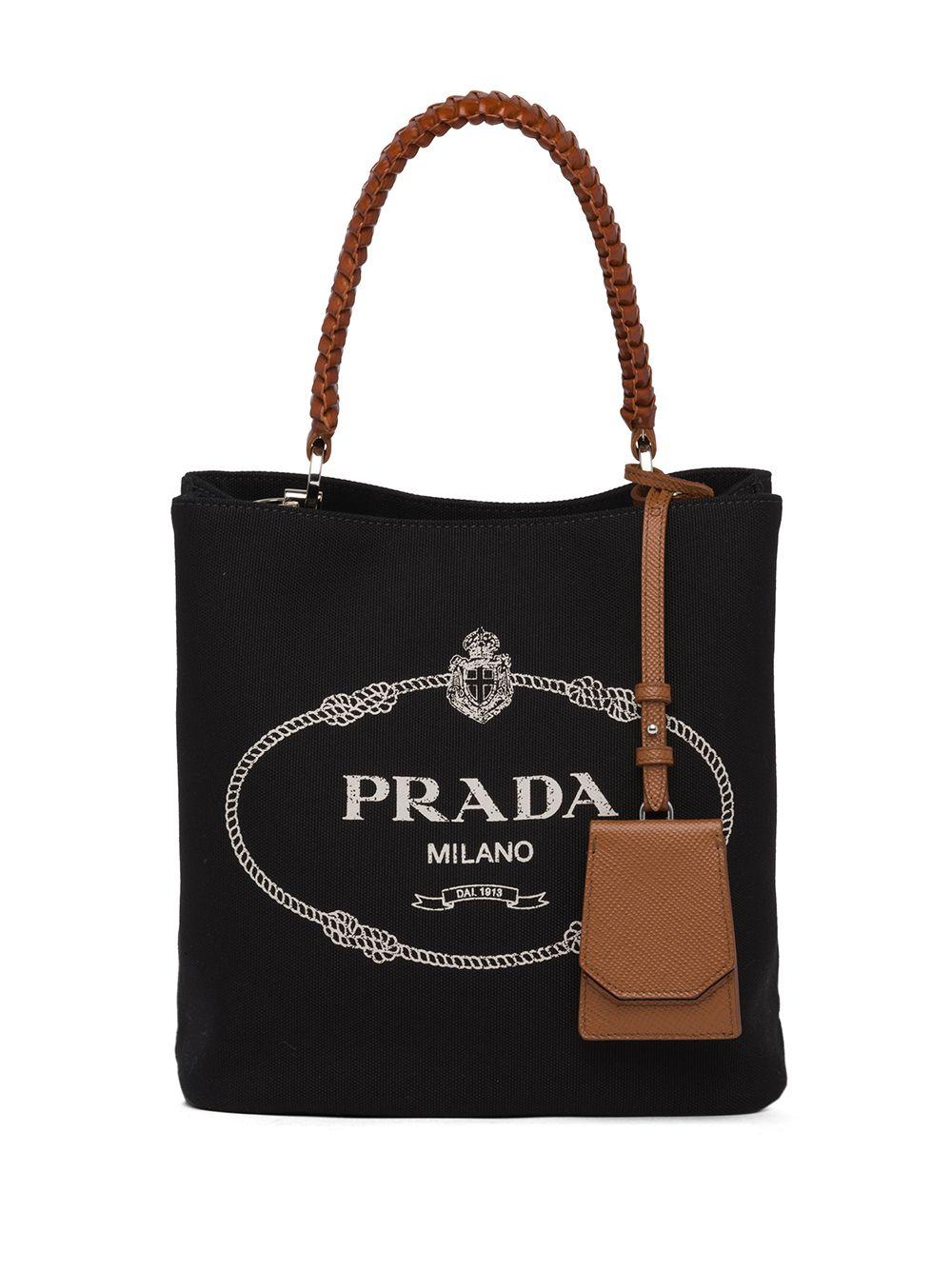Prada Small Panier Canvas Bag in Black - Lyst